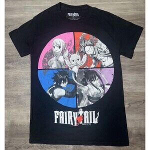 Fairy Tail Anime Womens Small T Shirt Black Graphic Print Casual Short Sleeve S
